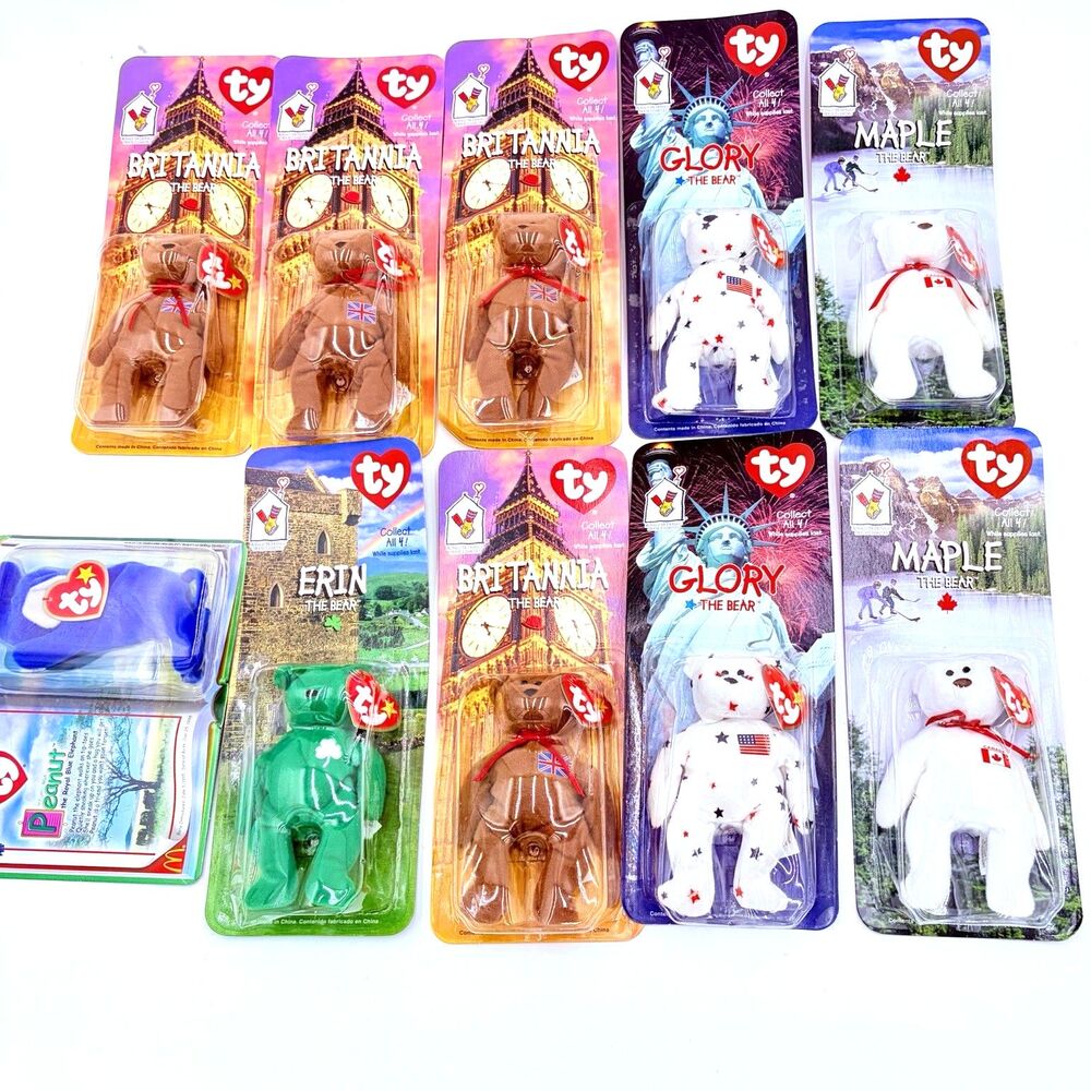 1999 McDonald’s Ty Teenie Beanie Babies Lot of 10 Sealed International Bears